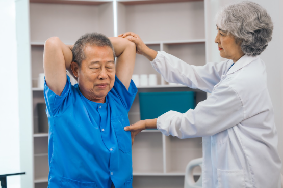 elderly man getting a health checkup